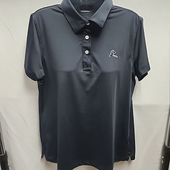 Rhoback Performance Polo Shirt Short Sleeve Stretch Picketball Black Solid WSz M - Picture 1 of 11